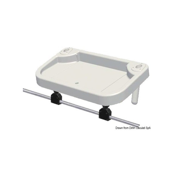 Plateau à fixer sur tubes balcon Ø 25mm 850x460 mm  - N°1 - comptoirnautique.com 