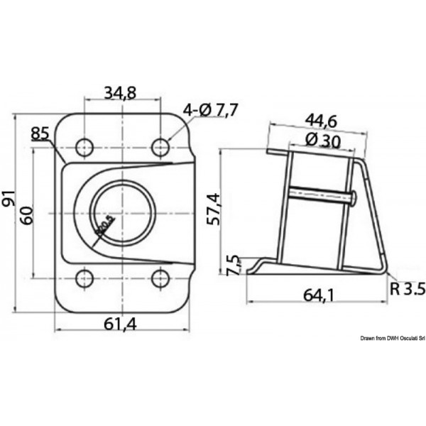 Base per lampadario in acciaio inox lucido 4° 25 mm - N°2 - comptoirnautique.com