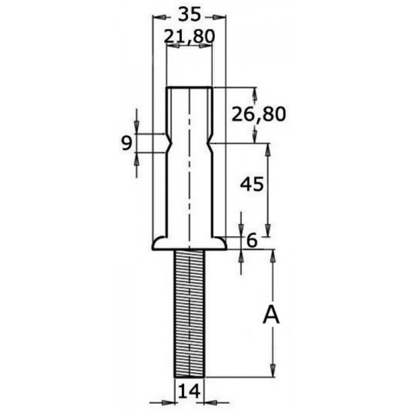 Base a candelabro AISI316 45 x 1,5 mm - N°2 - comptoirnautique.com