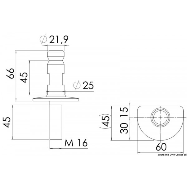 Base chandelier AISI316 60 x 45 mm  - N°2 - comptoirnautique.com