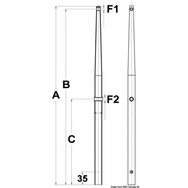 Chandelier p. base femelle AISI316 450 mm  - N°2 - comptoirnautique.com 