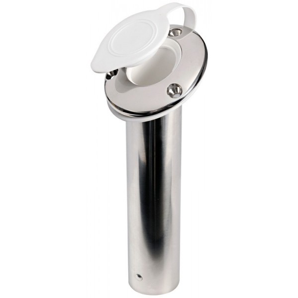 Porte-canne 60° AISI 316 capuchon blanc  - N°1 - comptoirnautique.com 