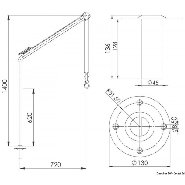 Stainless steel swivel davit - N°2 - comptoirnautique.com