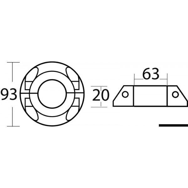 Collare anodico Max/Prop Ø 60 90x204 mm - N°2 - comptoirnautique.com