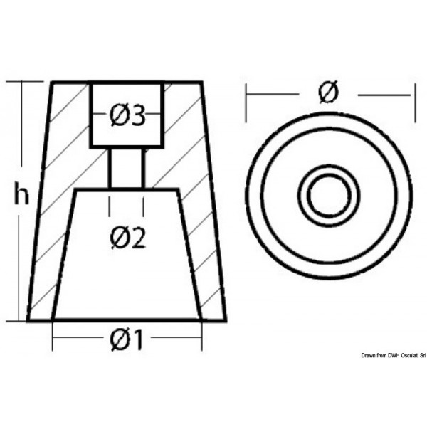 Ânodo de eixo de linha Radice 25 mm - N°2 - comptoirnautique.com