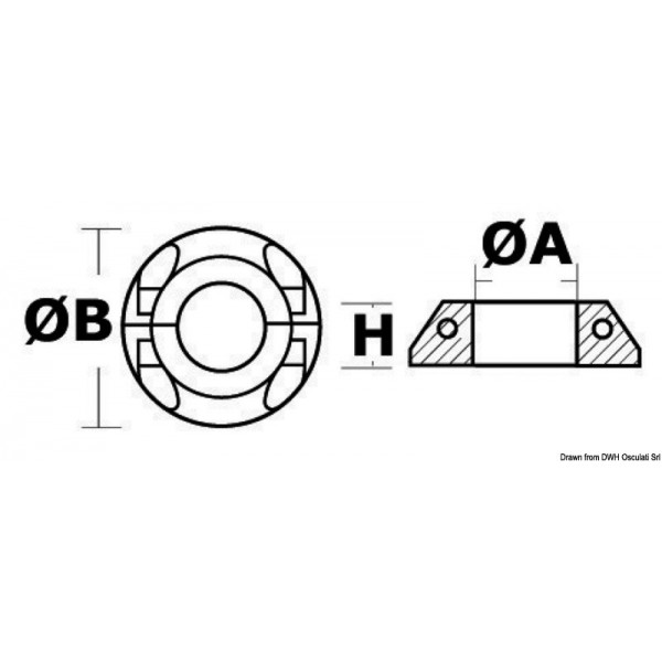 Anello per piedi Volvo con elica Max-Prop 42 mm  - N°2 - comptoirnautique.com