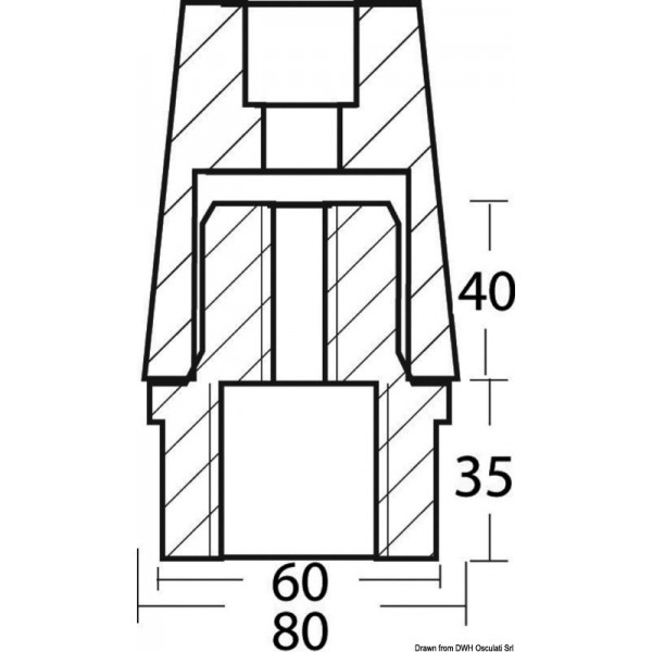 Porca com ânodo Radice 30 mm - N°2 - comptoirnautique.com 