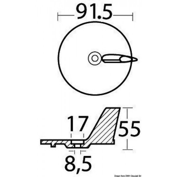 Carp tail zinc p. Yamaha/Mariner 20/50 HP - N°2 - comptoirnautique.com