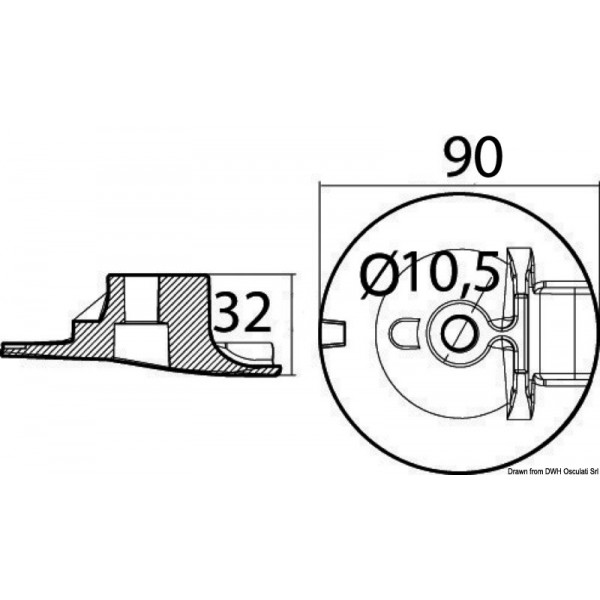 Anode magnésium plaque moteur 200/350 HP  - N°3 - comptoirnautique.com