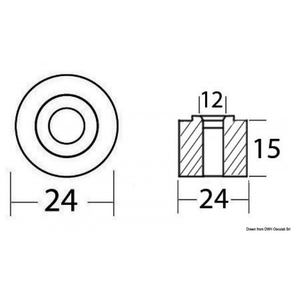 Anode rondelle zinc Ø 24 x 15 mm  - N°2 - comptoirnautique.com