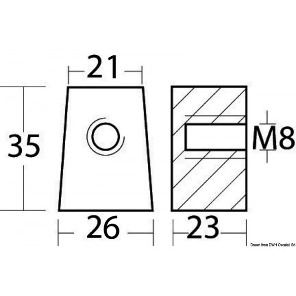 Aluminium anode foot p. Yamaha 30/60 HP - N°2 - comptoirnautique.com