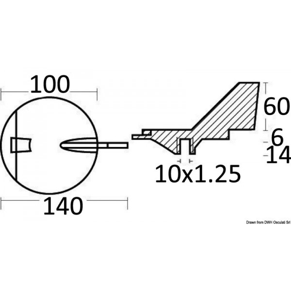 Queue de carpe en zinc pli droit 100/220 HP  - N°2 - comptoirnautique.com