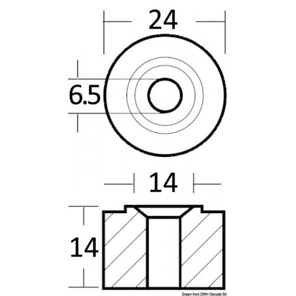 Anode collecteur zinc 40/50/60 HP  - N°2 - comptoirnautique.com 