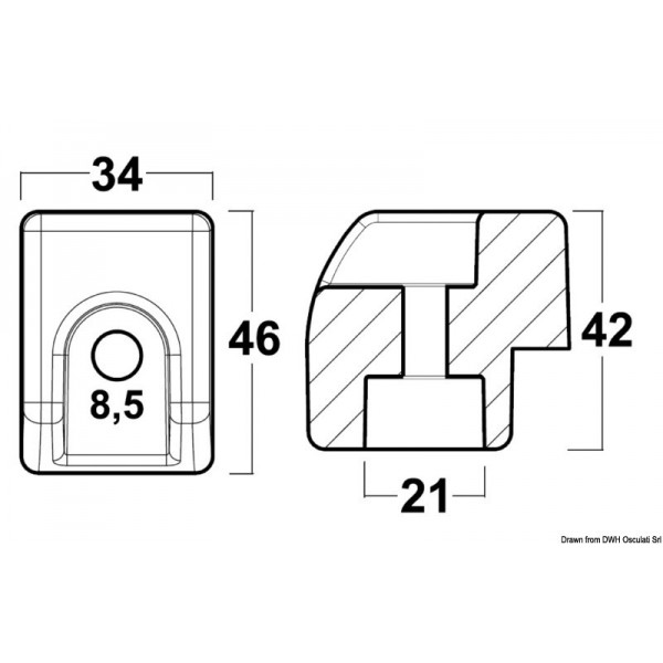 Aluminum anode JOHNSON/EVINRUDE G2-series 200/300 - N°2 - comptoirnautique.com