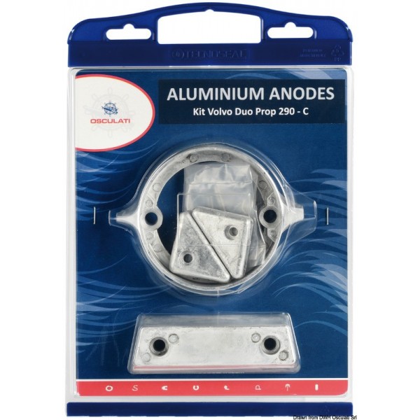 Kit de ánodos para motores Volvo 290 DP de zinc - N°1 - comptoirnautique.com 