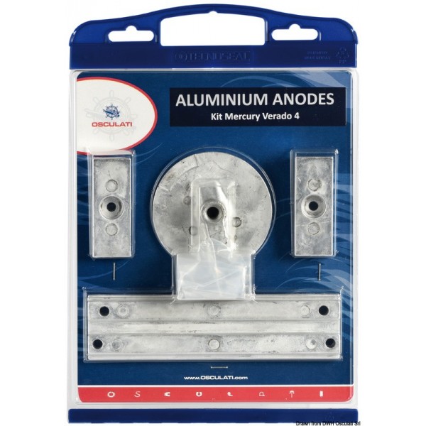 Anode kit for Mercury 4 pcs. aluminium - N°1 - comptoirnautique.com 