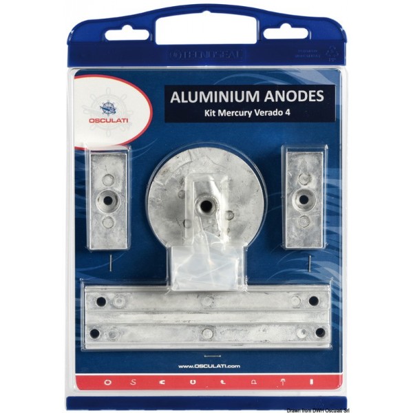 Kit anodo per Mercury 4 pezzi in alluminio - N°1 - comptoirnautique.com