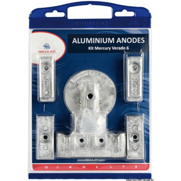 Kit anodi per Verado 6 8 pezzi in alluminio - N°1 - comptoirnautique.com