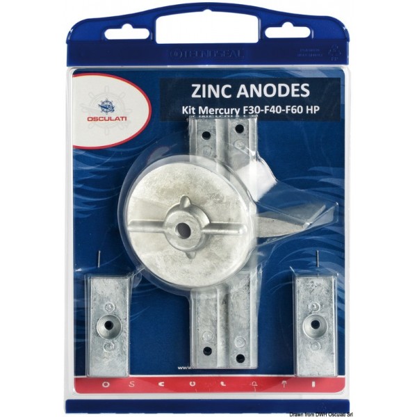 Kit anodo per Mercury F30/F40/F60 zinco - N°1 - comptoirnautique.com