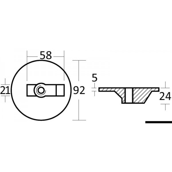 Queue carpe plate zinc p. Alpha/Bravo 35/300 HP  - N°2 - comptoirnautique.com