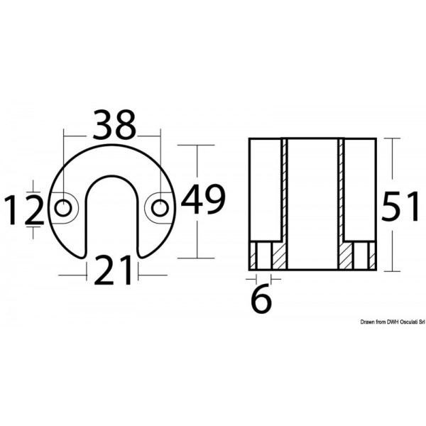 Anode pied Bravo/Blackhawk  - N°2 - comptoirnautique.com