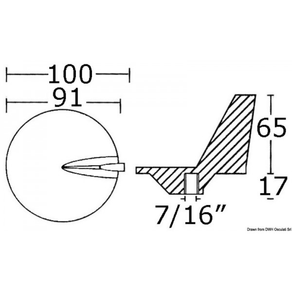 Ánodo de pie con hélice de acero inoxidable 50/140 CV - N°2 - comptoirnautique.com