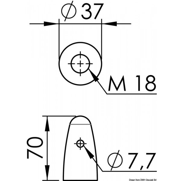 Testa in zinco per elica Ø 22/25/30 mm - N°2 - comptoirnautique.com
