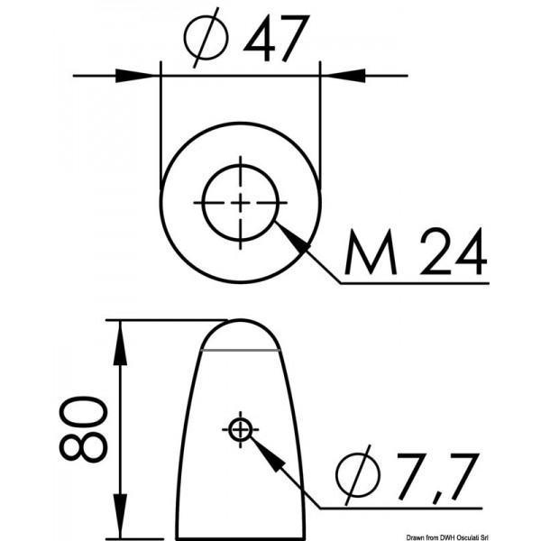 Ogiva in zinco per elica Ø 35/40 mm - N°2 - comptoirnautique.com
