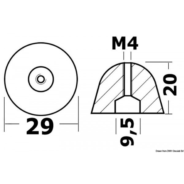 Anode Bow Truster Ø 29 x 20 mm  - N°2 - comptoirnautique.com