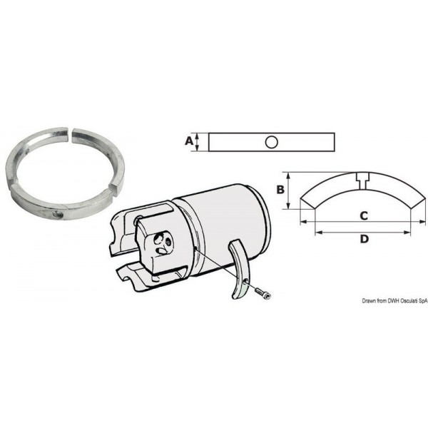 Kit 3 anodes en zinc p. hélice 3 pale Sail Drive  - N°1 - comptoirnautique.com