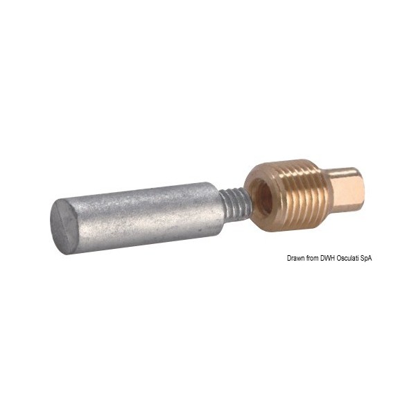 Anodo zinco ottone scambiatore di calore. 1/2'' BSPT 67x15 - N°1 - comptoirnautique.com