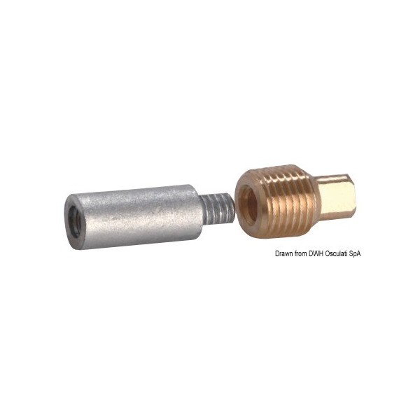 Anodo zinco ottone scambiatore di calore. 1/2'' BSPT 57x16 - N°1 - comptoirnautique.com