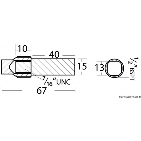 Anodo zinco ottone scambiatore di calore. 1/2'' BSPT 57x16 - N°2 - comptoirnautique.com