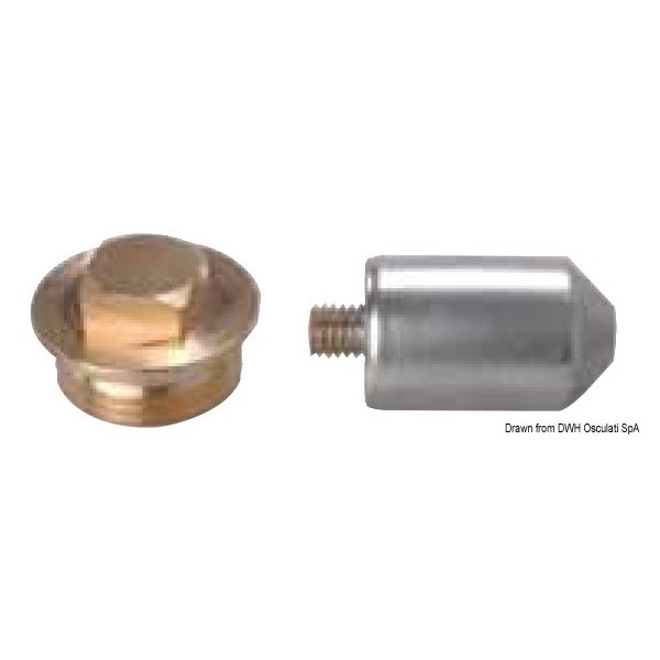 Anode with zinc-plated brass plug 3/8" - N°1 - comptoirnautique.com