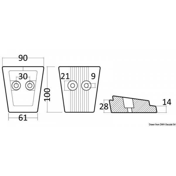 Pie ánodo zinc Volvo 63 x 91 mm - N°2 - comptoirnautique.com