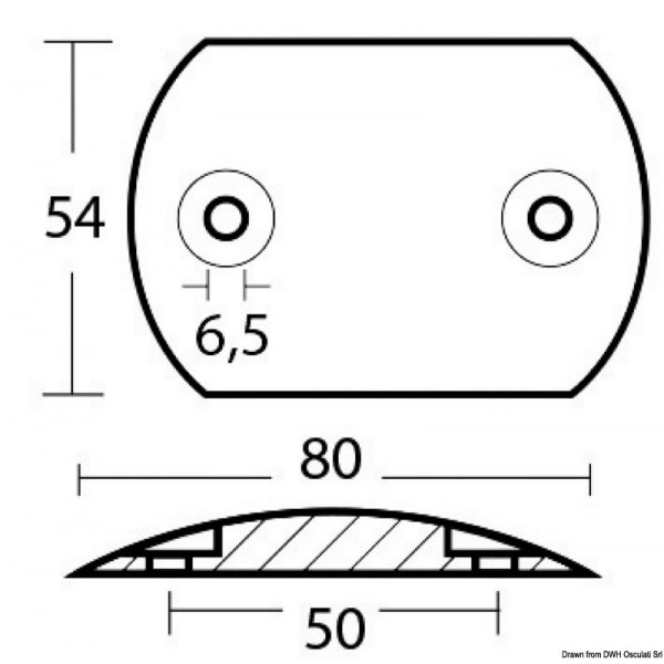 Piastra di zinco curva 80x55 mm - N°2 - comptoirnautique.com