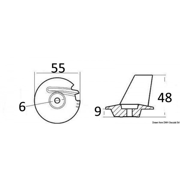 Carp zinc tail Tohatsu 8/20 HP - 4 stroke - N°2 - comptoirnautique.com 