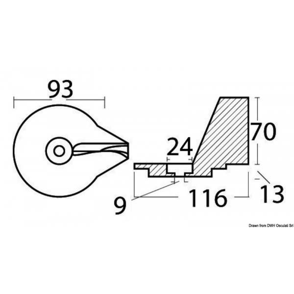 Carp zinc tail 25/50 HP 2/4 stroke - N°2 - comptoirnautique.com