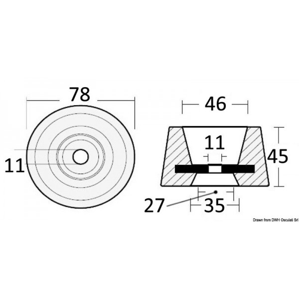 Anode circulaire zinc à fixer avec un boulon  - N°2 - comptoirnautique.com