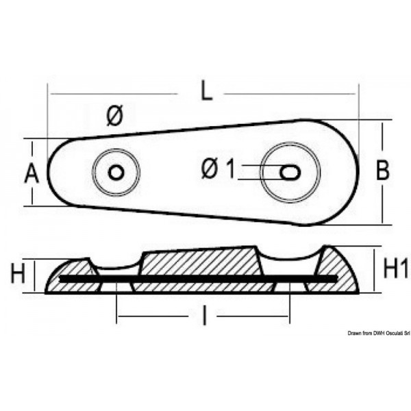 Ânodo oval tipo Vetus 1000 g - N°2 - comptoirnautique.com