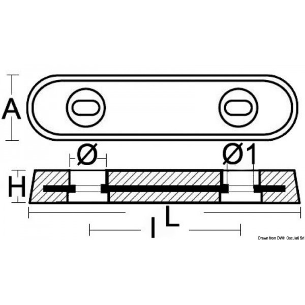 Anodo ovale in alluminio Vetus 900 g - N°2 - comptoirnautique.com