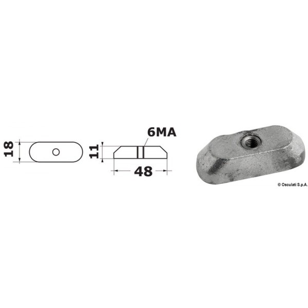 Placa ánodo 6/15 HP 4 tiempos rosca M6 - N°1 - comptoirnautique.com