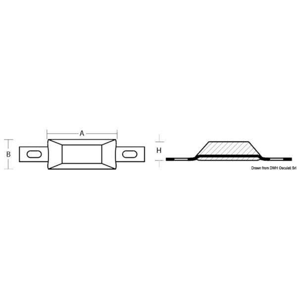 Rectangular anode with notch 95x34x17 mm - N°2 - comptoirnautique.com