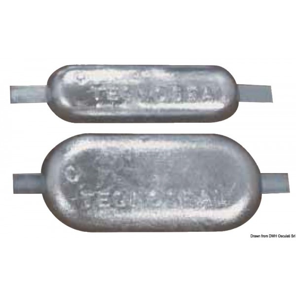 Anodo ovale con intaglio 215x90x30 mm - N°1 - comptoirnautique.com