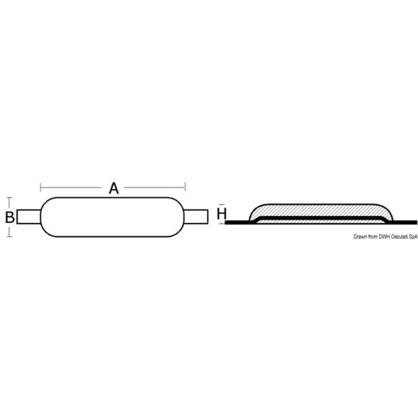 Oval anode with notch 215x90x30 mm - N°2 - comptoirnautique.com