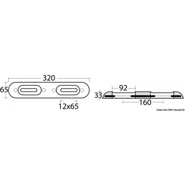 Anodo imbullonato in zinco 320x65 mm - N°2 - comptoirnautique.com