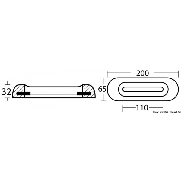 Anodo imbullonato in alluminio 200x65 mm - N°2 - comptoirnautique.com