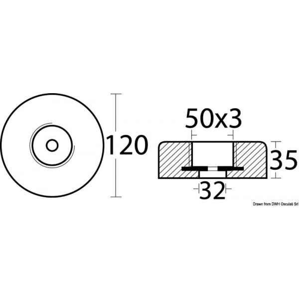 Anodo di magnesio a scomparsa Ø 120 mm - N°2 - comptoirnautique.com