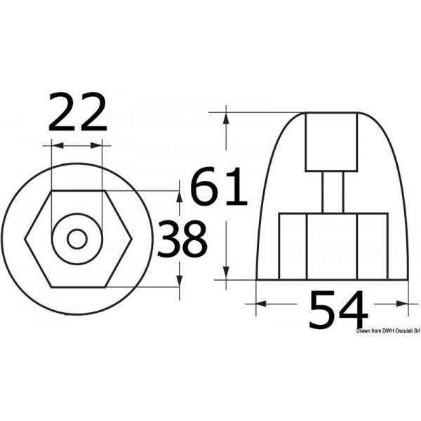 Aluminium-Spitzbogenanode p. Bravo III - N°2 - comptoirnautique.com