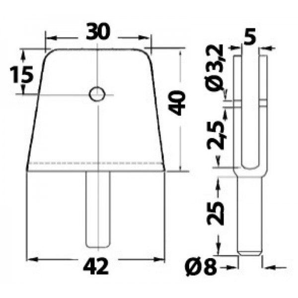 Fourche   platine p. bâches AISI316  - N°2 - comptoirnautique.com 